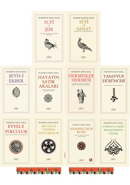 Mahmud Erol Kılıç Kitaplığı- Sufi ve Şiir, Şeyhi Ekber, Evvele Yolculuk, Hermesler HERMESI(10KITAP)