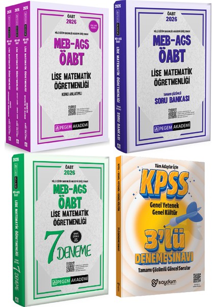 2026 Meb Ags Öabt Lise Matematik Öğretmenliği Konu Anlatımlı 3 Kitap-Çözümlü Soru Bankası-7 Deneme