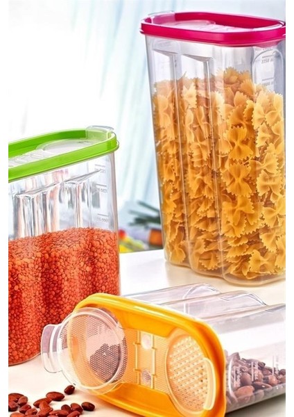 Buffer® 2 Kapaklı Ölçekli Erzak Kuru Gıda Saklama Kutusu Kabı 2,4 LITRE-SA940