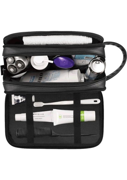 Şık Siyah Erkek Tıraş Takımı Çantası, Taşıma Kolay Kozmetik El Çantası fiyatları