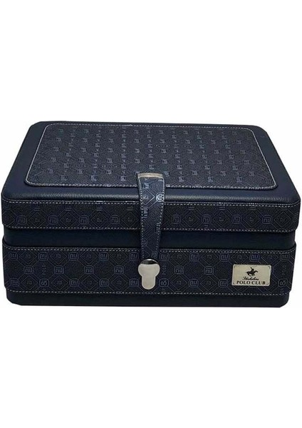 Lacivert Deri Makyaj ve Tıraş Kutusu, Şık ve Kullanışlı Tasarım