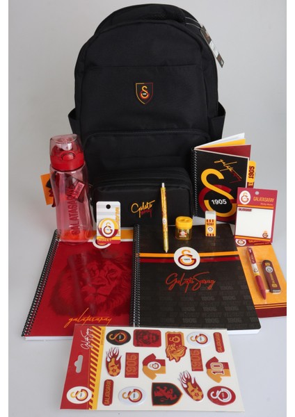 Yeni Sezon Lisanslı Galatasaray Lise Full Kırtasiye Okul Seti Okul ve Kalem ÇANTASI,700 ml Matara,beslenme Kabı Seti