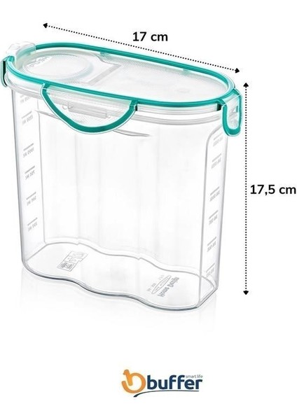 Buffer® Kilitli Kapaklı Contalı Hava,su Sıvı Geçirmez 1,7 Litre Erzak Saklama KABI-SA585