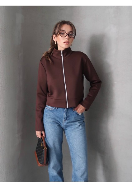 Kahverengi Scuba Fermuarlı Ceket fiyatları