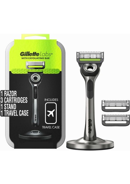 Pratik Seyahat Peeling Çubuğu Tıraş Seti, 3 Yedek Bıçak ve Manyetik Stand