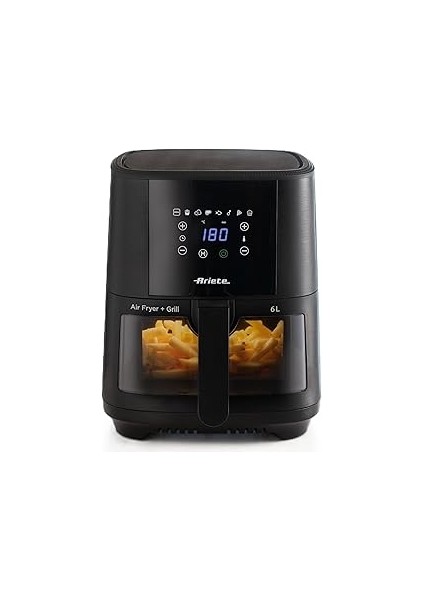 Ariete Airfryer 4626/00-6 Litre (2,5 Kg), 1300 Watt, 60 Dk Zaman Ayarı, 8 Program, Şeffaf Cam Pence