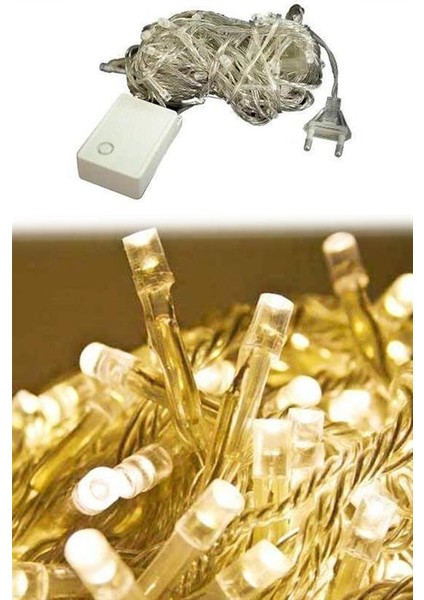 Buffer® 10 Metre 100 Ledli 8 Fonksiyonlu Dekoratif Lambader Sarı Lamba