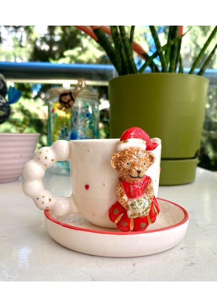 El Yapımı Seramik Gerçek 24K Altın Dekorlu Yılbaşı Gelin Teddy Türk Kahvesi Fincanı fiyatları