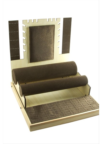 Kadife Ahşap Küpe Kolye Bileklik Yüzük Standı