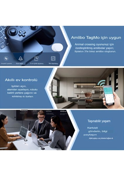 10 Adet NTAG215 Nfc Etiketi (25MM) - 504 Byte Hafıza - Amiibo Uyumlu - Kendinden Yapışkanlı Pvc