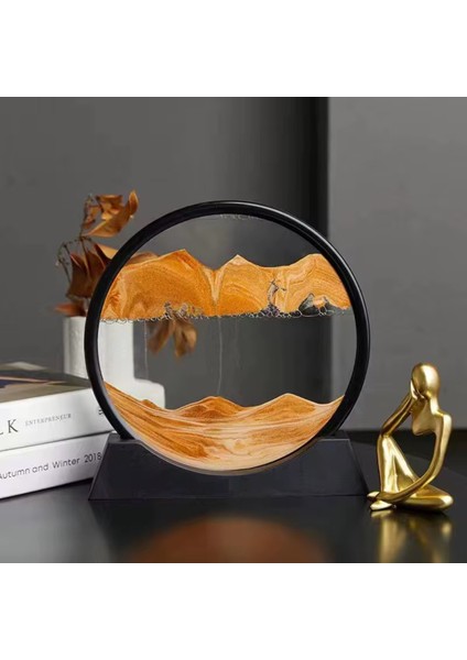 Turuncu Yuvarlak Kum Saati, Şık ve Özel Hediye, 7 Inç, Dekoratif Saat