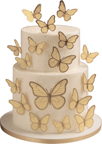 Altın Çerçeveli Karışık Soft Renkli Kağıt Kelebek Süslemeleri – 63'lü Paket modelleri