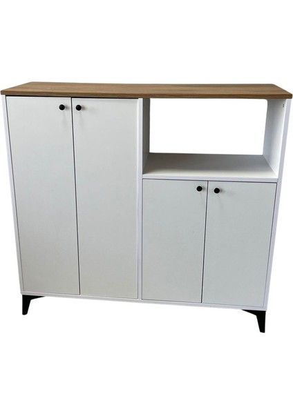 4 Kapaklı Mikrodalga Dolabı Raflı Çok Amaçlı Dolap Kahve Köşesi Dolabı modelleri