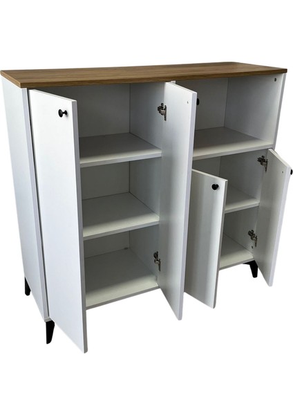 4 Kapaklı Mikrodalga Dolabı Raflı Çok Amaçlı Dolap Kahve Köşesi Dolabı fırsatları