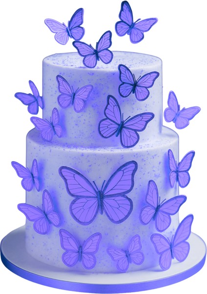 Altın Çerçeveli Mor Renkli Kağıt Kelebek Süslemeleri – 63'lü Paket modelleri