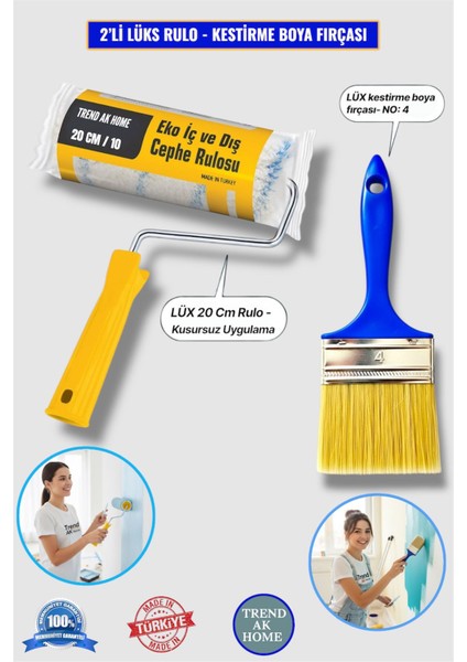 2’li Lüks 20 cm Boya Rulosu-Lüks Kestirme Boya Fırçası