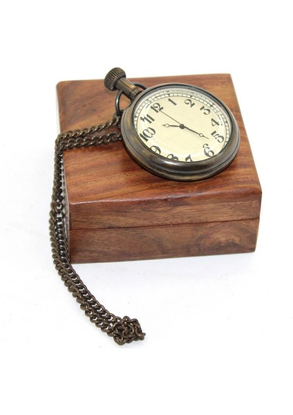 Ahşap Kutulu Pirinç Köstekli Saat Model 1