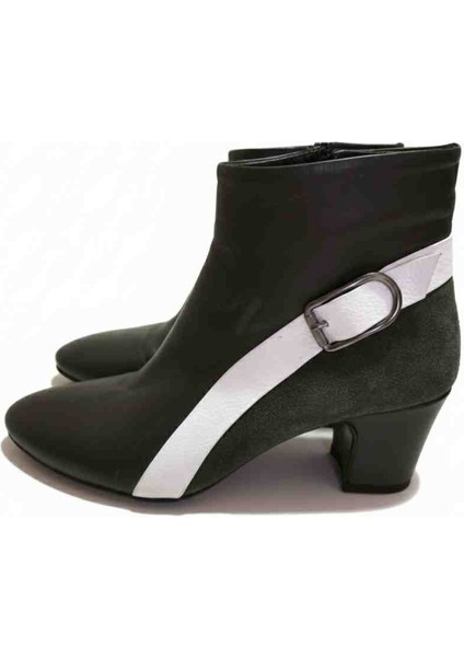 Hakiki Deri Topuklu Kadın Bot – Şık Tokalı, Konforlu Günlük & Ofis Botu