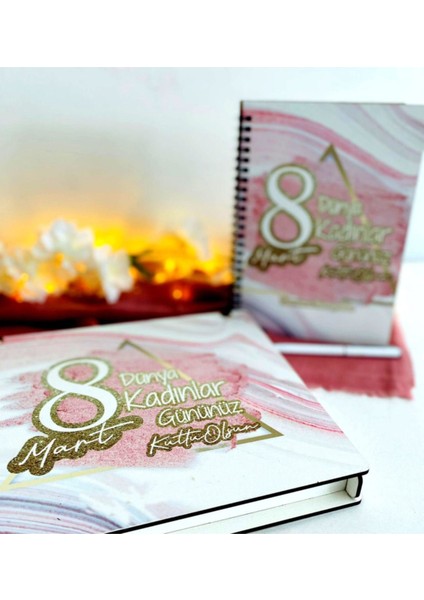 Kadınlar Günü Ahşap Kutulu Ahşap Defter Kalem Seti - Pmbe2 modelleri