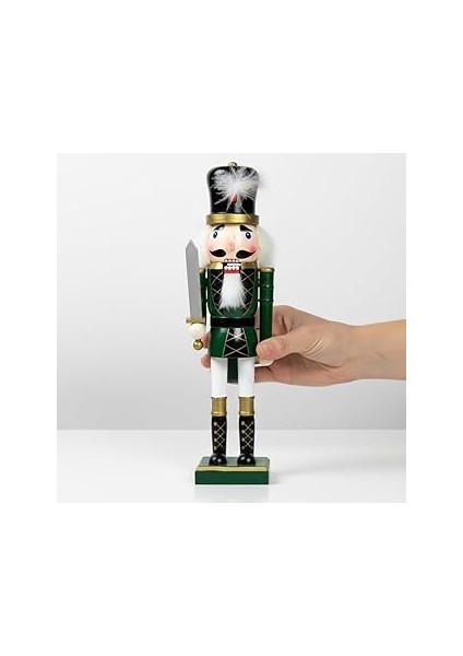 38CM Nutcracker Ahşap Fındıkkıran, Fındıkkıran Asker Şekilli Kukla Noel Ahşap Dekoru Fest