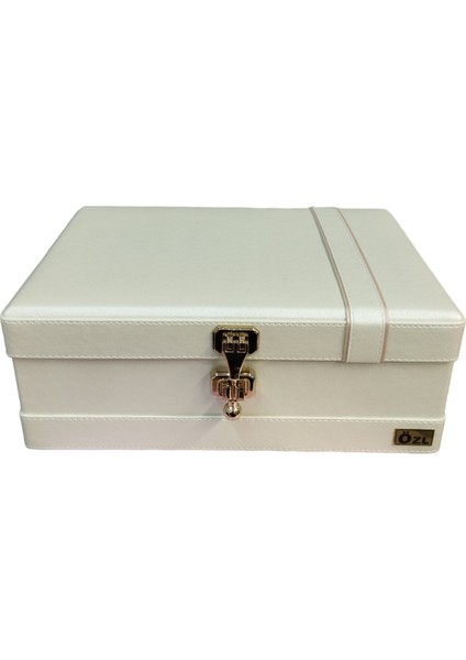 Şık Topuzlu Aynalı Deri Makyaj ve Tıraş Kutusu