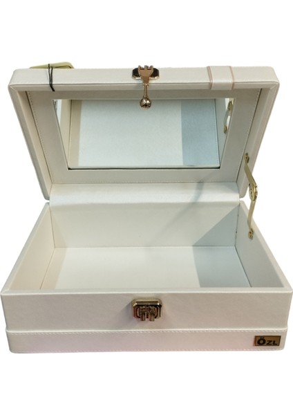 Şık Topuzlu Aynalı Deri Makyaj ve Tıraş Kutusu fiyatları