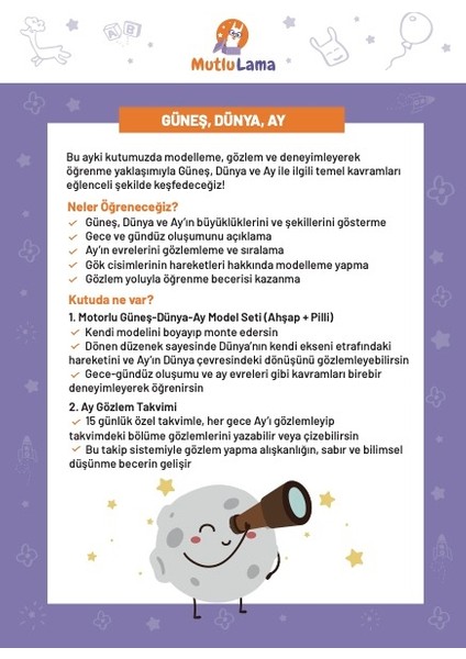 Fen Bilgisi 5. Sınıf Dünya–güneş–ay Model Seti | 1. Ünite Stem Etkinlik Kutusu – Mutlulama modelleri