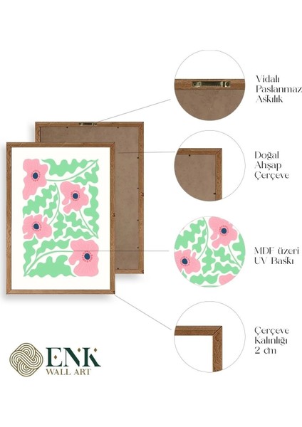 Çiçekler Üçlü Ahşap Çerçeveli Tablo fırsatları