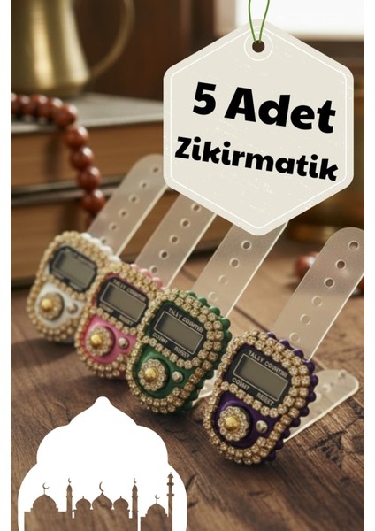5'li Süslü Zikirmatik Seti, Hac ve Umre Için Şık Hediyelik