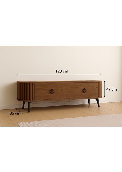 Linea Ovallı Çıtalı Şık ve Fonksiyonel Tasarım Tv Ünitesi 120 cm lik fırsatları