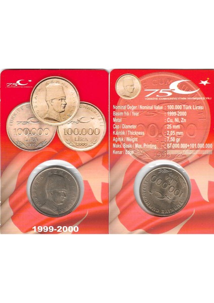 2000 Türkiye Cumhuriyeti 100.000 Tl Özel Seri Koleksiyon Ürün