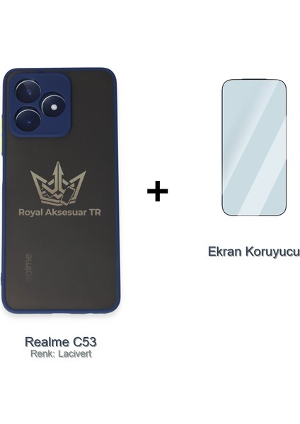 Realme C53 Matte Crystal Kılıf + Temperli Ekran Koruyucu Paketi Ryc/montreal+Cam