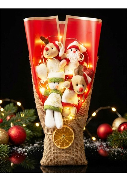 Işıklı Yılbaşı Temalı Çiçek Buketi, Neşeli Hediye Seçeneği fiyatları