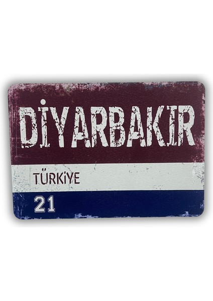 Diyarbakır Yazılı Retro Ahşap Magnet, Buzdolabı Süsü ve Hediyelik Altın Varak