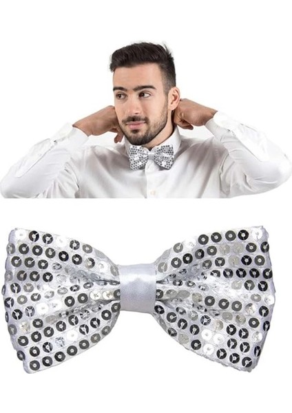 Gümüş Payetli Pullu Papyon fırsatları