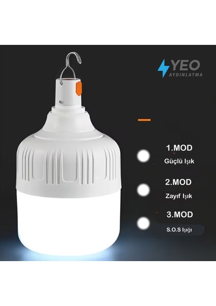 30 Watt 2400 Lümen Beyaz Işık Taşınabilir 3 Fonksiyonlu Şarjlı Torch LED Ampul fiyatları
