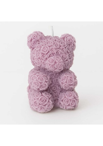 Mor Güllü Ayıcık Soya Wax Mumu