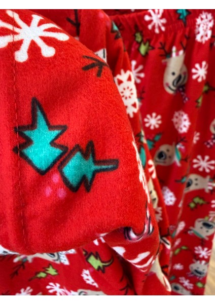 Babyaden Geyikli Yeni Yıl Noel Yılbaşı Pijama Partisi Pamuklu Unisex Kız Erkek Çocuk Pijama Takımı