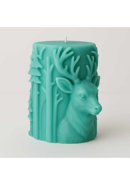 Yılbaşı Geyik Motifli Kabartmalı Soya Wax Mum