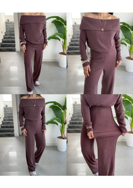 Bordo Bürümcük Madonna Yaka Basic Takım fırsatları