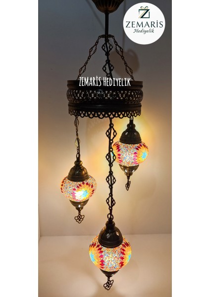 El Yapımı Otantik Mozaik 3 Lü Avize Tavan Sarkıt Dekoratif fiyatları