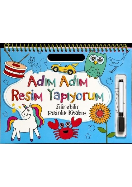 Adım Adım Resim Yapıyorum - Mavi Kapak - Silinebilir Etkinlik Kitabım + Bir Dünya Bilgi - Genel Kültür Kitabım Set