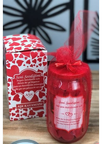 Sevgiliye Özel Aşk Kavanozu ve Sevgi Sözcüğü Kartları Seti