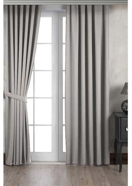 Ada Petek Fon Perde Açık Gri 1/3 Sık Pile 1.sınıf Kalite Tek Kanat