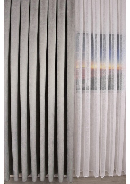 Ada Petek Fon Perde Açık Gri 1/3 Sık Pile 1.sınıf Kalite Tek Kanat modelleri