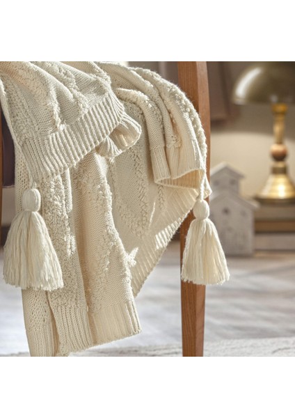 Taç Butik Brüj Akrilik Throw Ekru modelleri