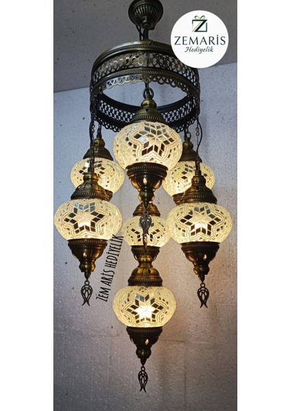 El Yapımı Otantik Mozaik 7 Li Avize Tavan Lambası Dekoratif fiyatları