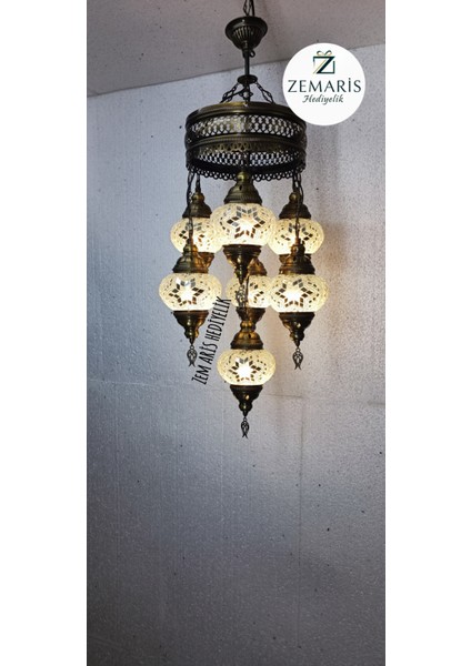 El Yapımı Otantik Mozaik 7 Li Avize Tavan Lambası Dekoratif fırsatları
