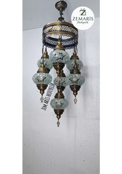 El Yapımı Otantik Mozaik 7 Li Avize Tavan Lambası Dekoratif indirimleri