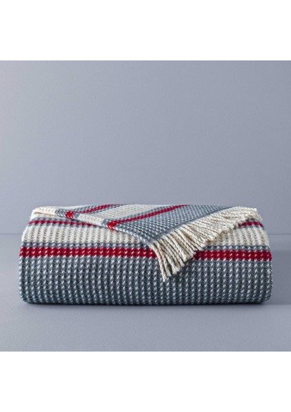 Taç Butik Doğu Ekspresi Pamuklu Çift Kişilik Battaniye Mavi